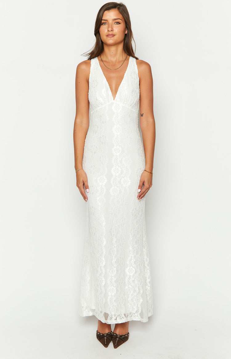 Farida White Lace Maxi Dress Image