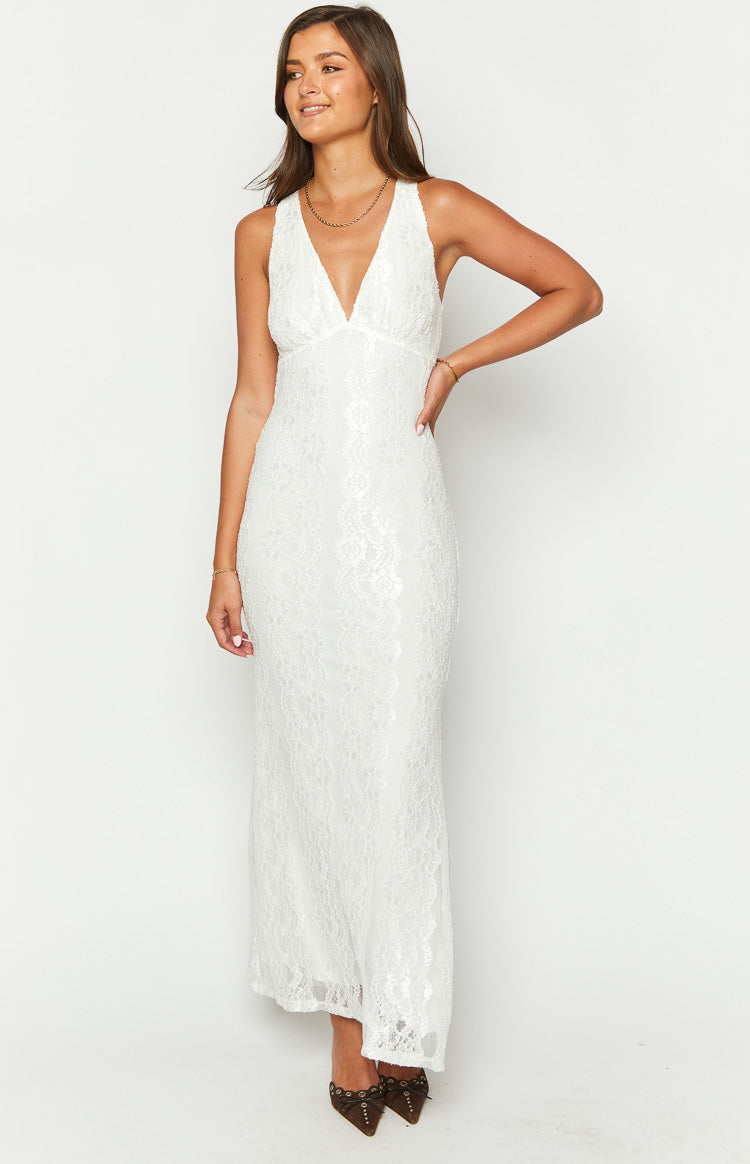 Farida White Lace Maxi Dress Image