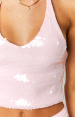 Fashion Melody Pink Sequin Halter Top Image