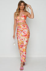 Ferla Orange Multi Printed Skirt Image