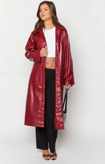 Finn Red PU Trench Coat Image