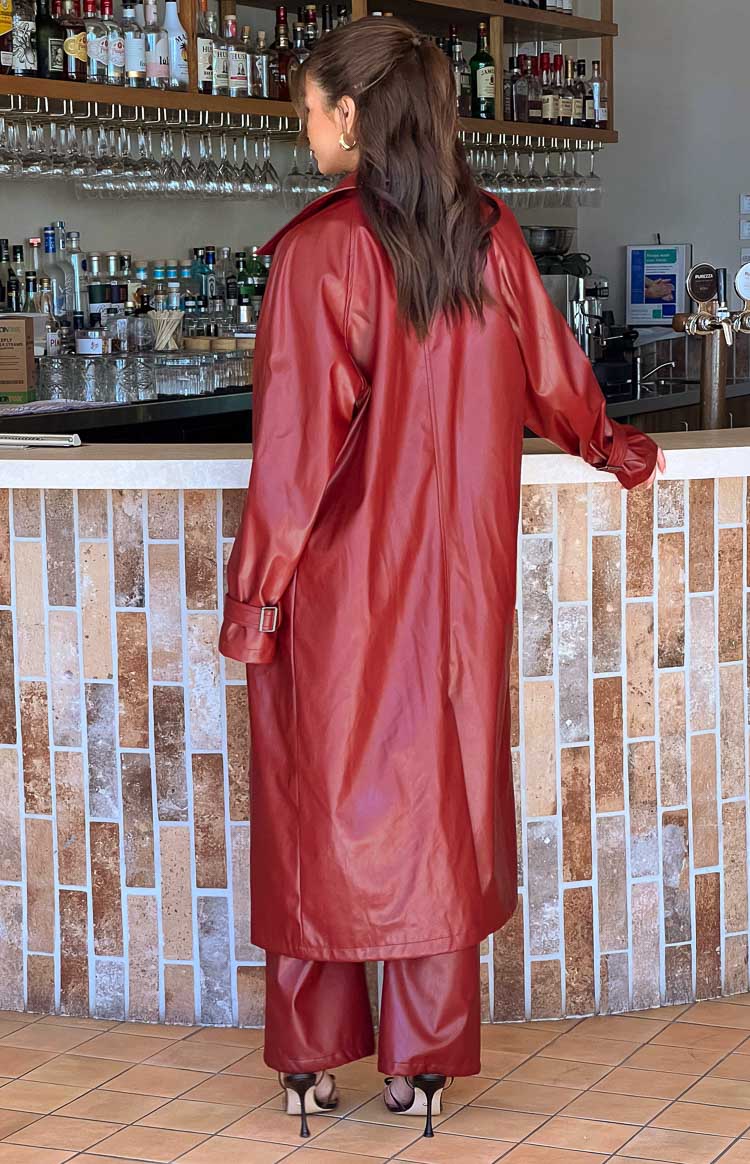 Finn Red PU Trench Coat Image