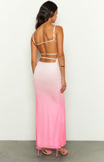 Florris Pink Ombre Mesh Formal Maxi Dress Image