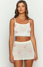 Flower Power White Crop Top Image