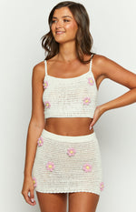 Flower Power White Mini Skirt Image