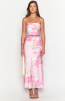 Genevieve Pink Floral Print Maxi Skirt