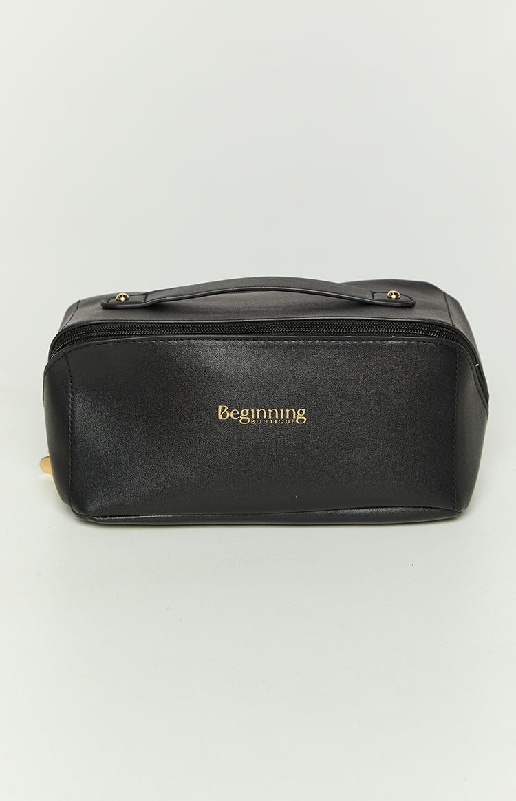 Beginning Boutique Black Zipper Cosmetic Bag Image