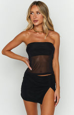 Gabe Black Mesh Mini Skirt Image