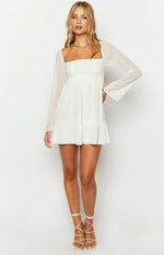 Gemima White Chiffon Mini Dress Image