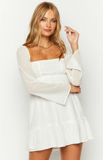 Gemima White Chiffon Mini Dress Image