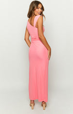 Gemmina Pink Mesh Midi Dress Image