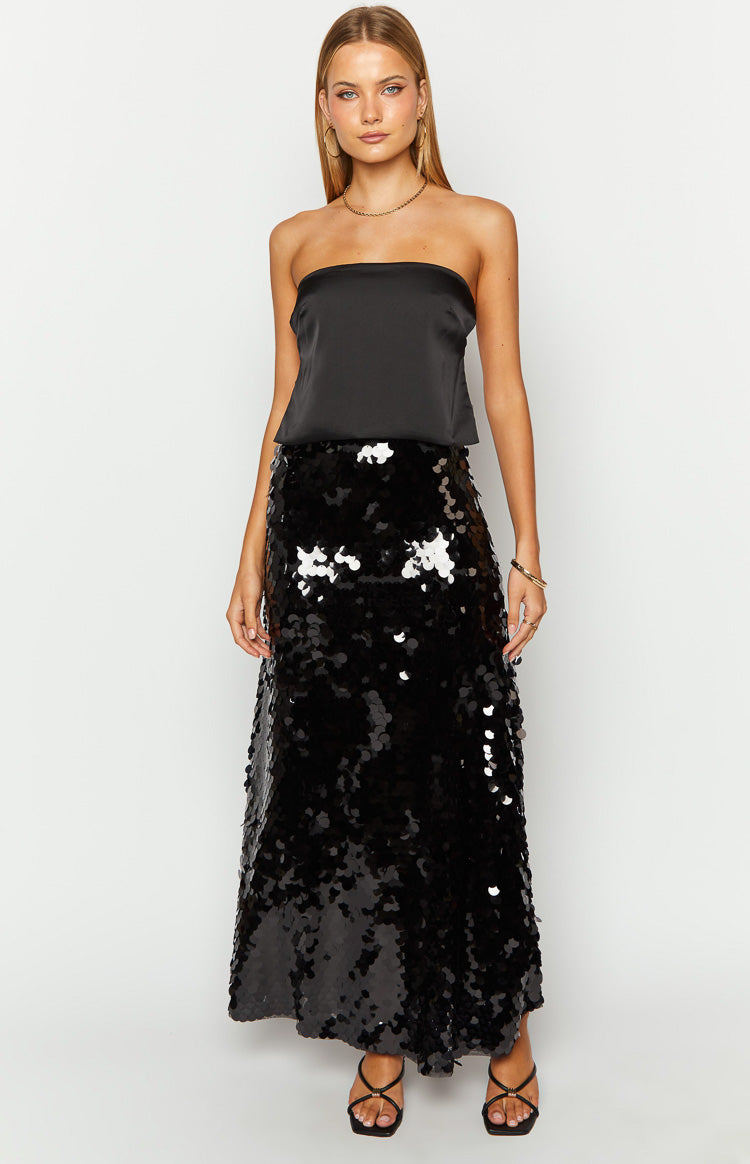 Genevieve Black Sequin Maxi Skirt Image