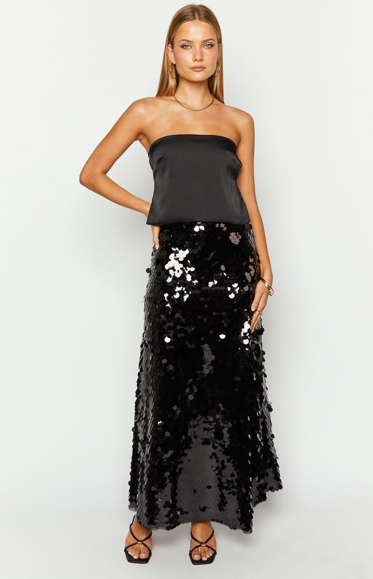 Genevieve Black Sequin Maxi Skirt Image