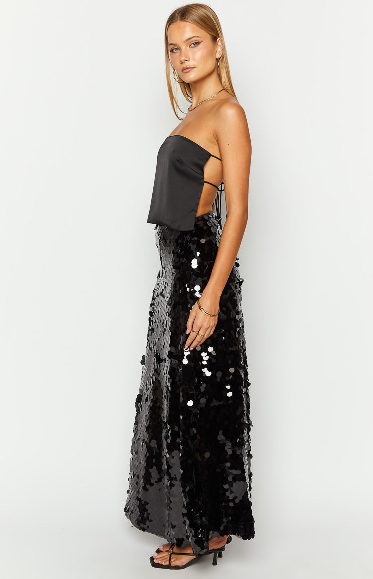 Genevieve Black Sequin Maxi Skirt Image