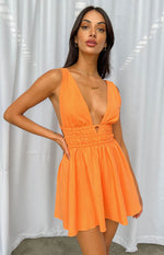 Genovia Crinkle Orange Mini Dress Image