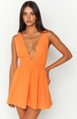 Genovia Crinkle Orange Mini Dress Image