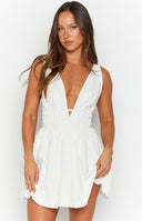 Genovia Crinkle White Mini Dress