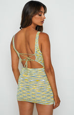 Georgie Yellow Lace Up Mini Dress Image