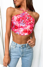 Gina Pink Floral Halter Top Image