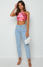 Gina Pink Floral Halter Top Image