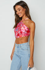 Gina Pink Floral Halter Top Image