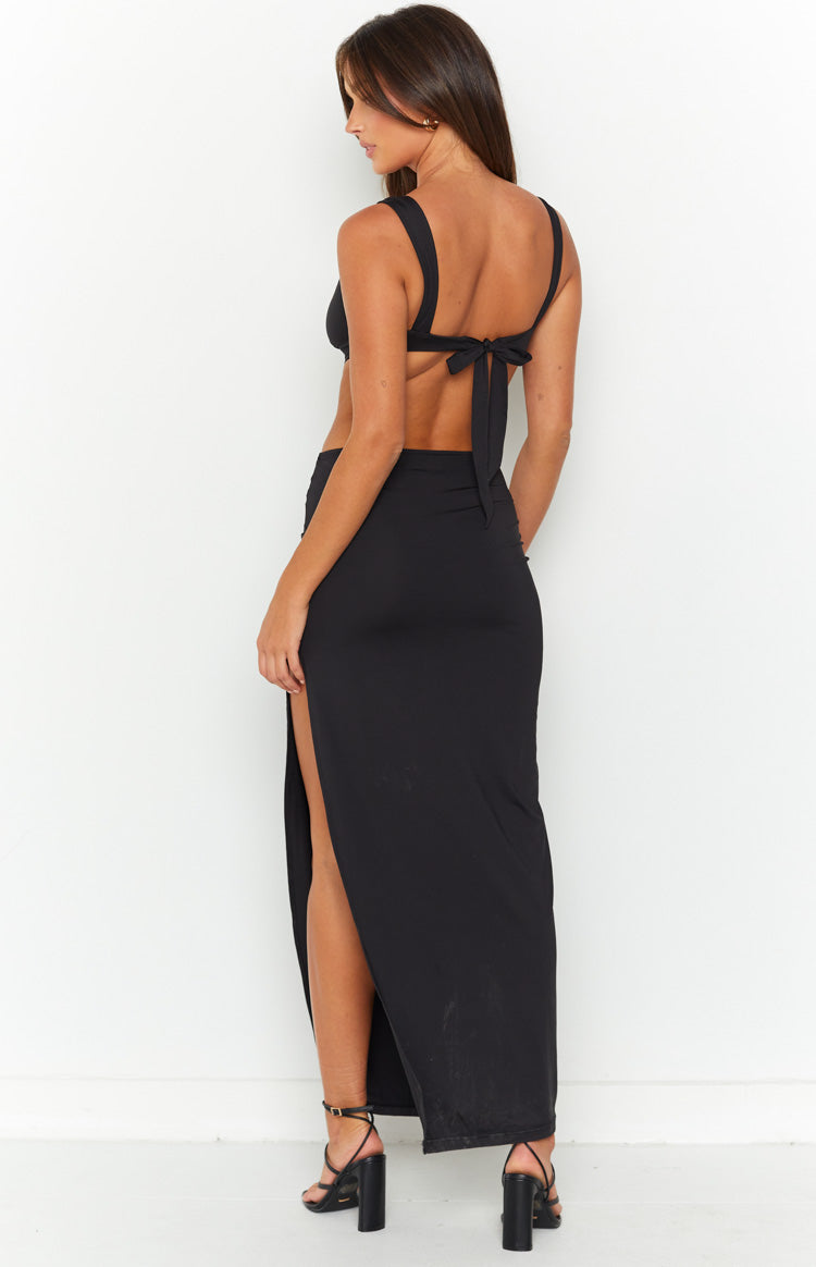 Glamour Black Tie Up Maxi Dress Image