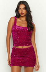 Glitz Magenta Sparkle Mini Skirt Image