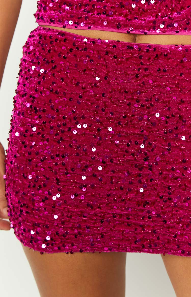 Glitz Magenta Sparkle Mini Skirt Image