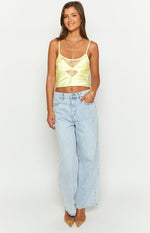 Golden Affair Yellow Satin Crop Top Image