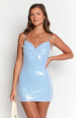 Honey Blue Sequin Mini Dress Image