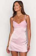 Honey Light Pink Contrast Mini Dress