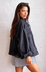 Hugo Black Oversized Denim Jacket Image