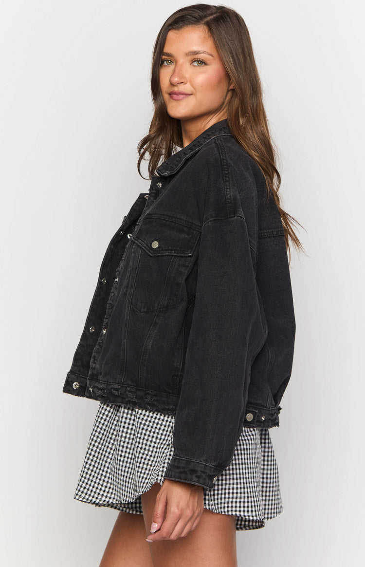 Hugo Black Oversized Denim Jacket Image