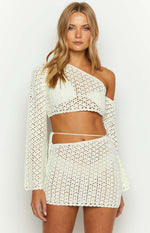 Hadie White Crochet Mini Skirt Image