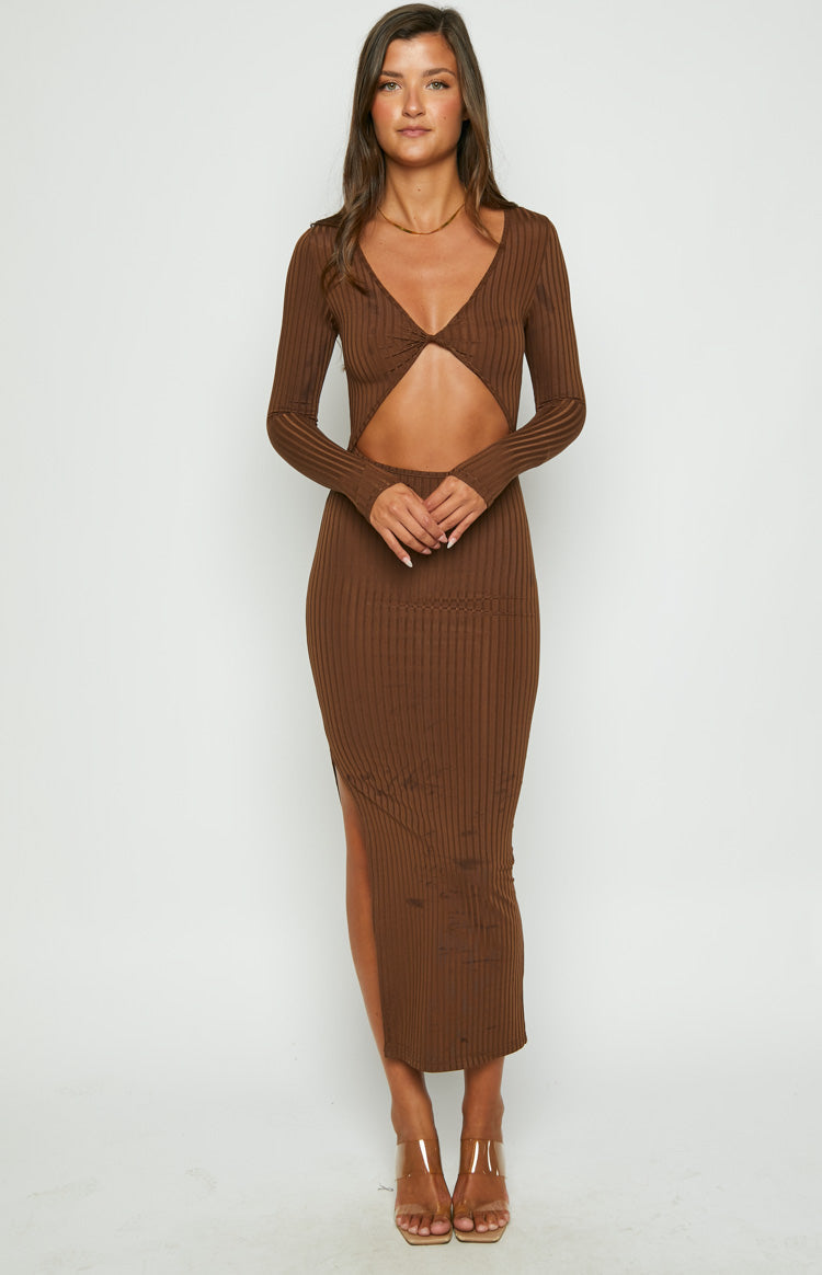 Hailey Cut Out Midi Brown