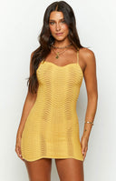 Haisley Lemon Knitted Mini Dress