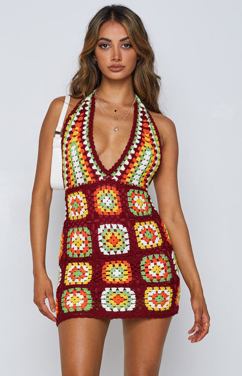 Harmon Crochet Dress Multi – Beginning Boutique NZ