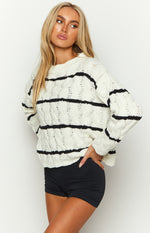 Harmony White Striped Jumper Image