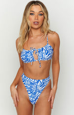 Harper Blue Zebra Tie Detail Swim Top Image