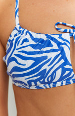 Harper Blue Zebra Tie Detail Swim Top Image