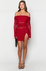 Harper Red Mesh Mini Skirt Image