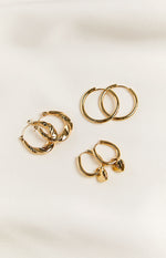 Harpie Gold Hoop Earrings 3 Pack Image