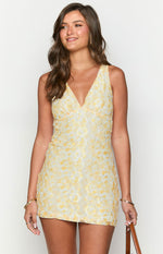 Harrie Yellow Lace Mini Dress Image