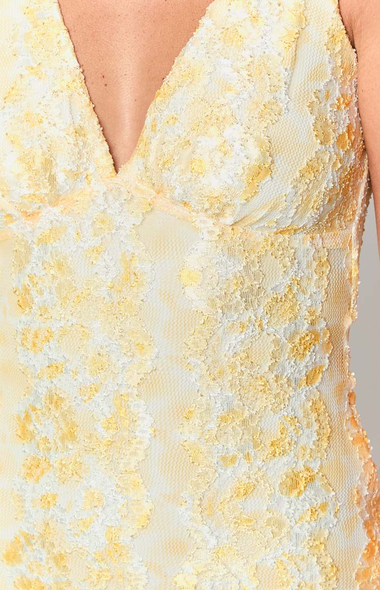 Harrie Yellow Lace Mini Dress Image