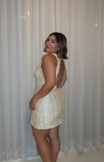 Harrie Yellow Lace Mini Dress Image