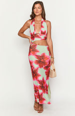 Harvey Green Floral Print Maxi Dress Image