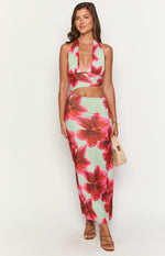 Harvey Green Floral Print Maxi Dress Image