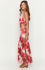 Harvey Green Floral Print Maxi Dress Image