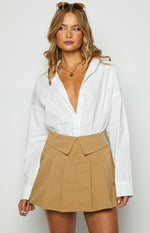 Haylen Tan Pleated Mini Skirt Image