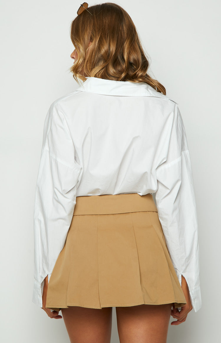 Haylen Tan Pleated Mini Skirt Image